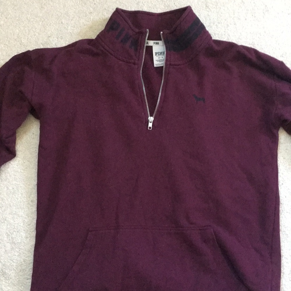 pink quarter zip sweatshirt